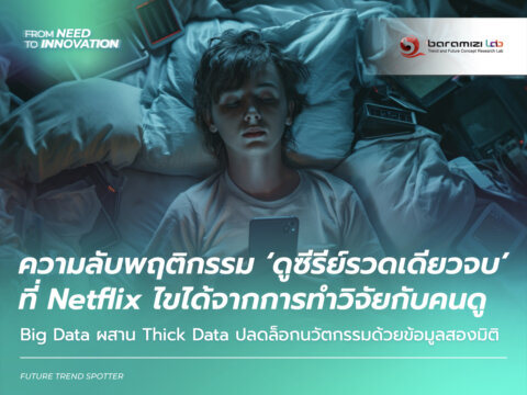 อินโฟกราฟิกแสดงการใช้ Big Data และ Thick Data ของ Netflix เพื่อเข้าใจพฤติกรรมการดูซีรีส์แบบรวดเดียวจบ
